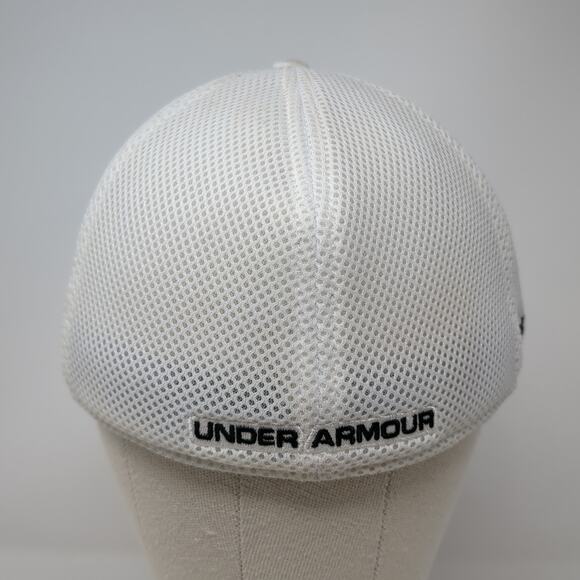 Under Armour Golf Fitted Hat White XL Embroidered Vent Holes Outdoor - Picture 6 of 9